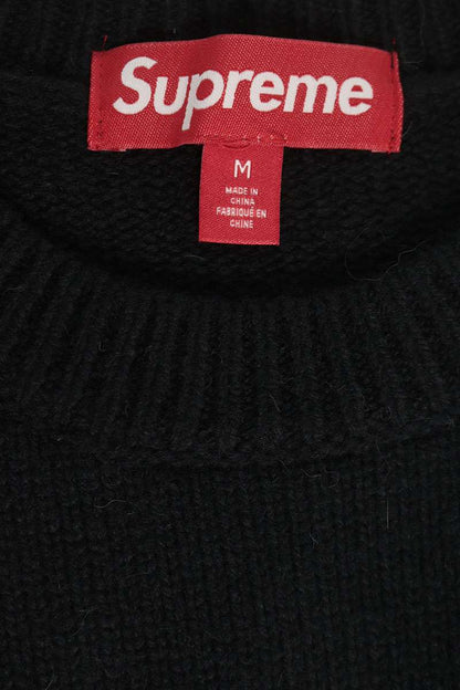 SUPREME 25AW Angora Script Logo Knit Sweater Black Size M