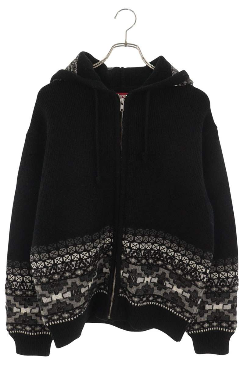 SUPREME 25AW Beaded Zip Up Hooded Sweater Black Size S