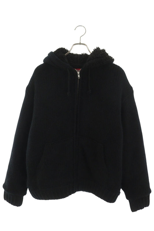 SUPREME 25AW Faux Shearling Lined Zip Up Hoodie Black Size M