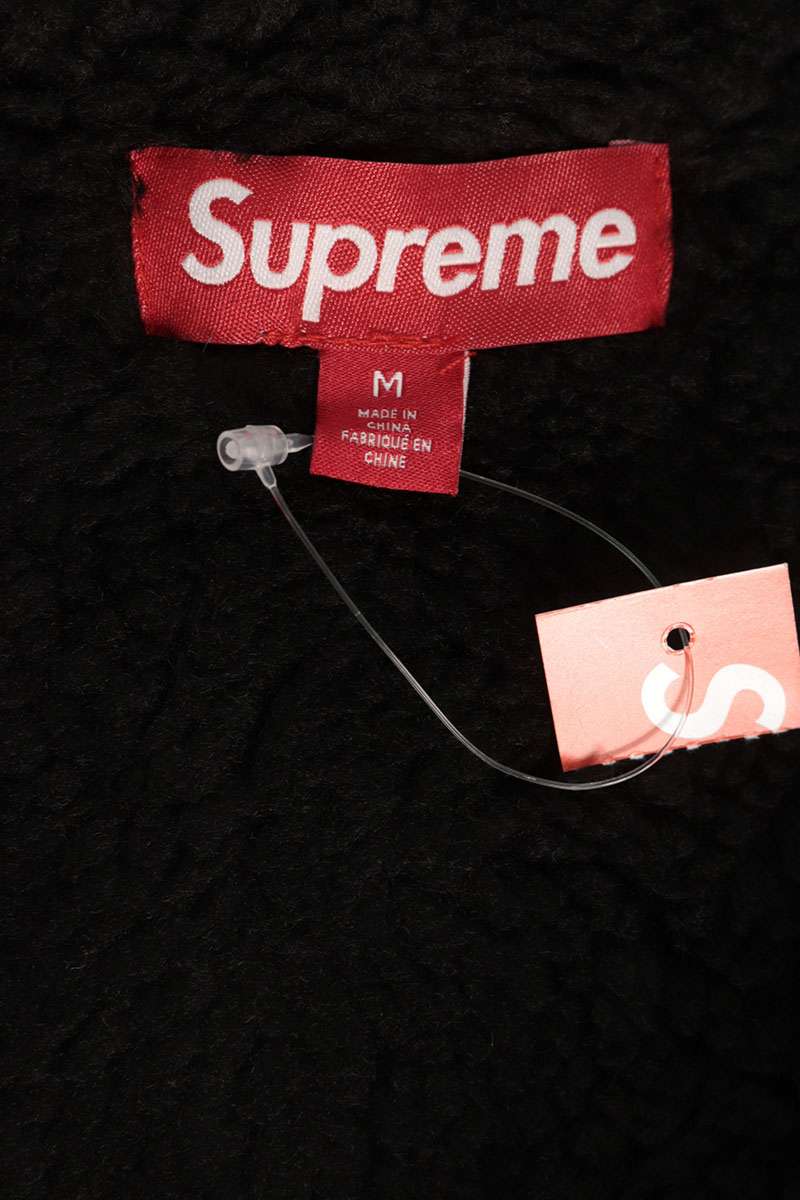 SUPREME 25AW Faux Shearling Lined Zip Up Hoodie Black Size M