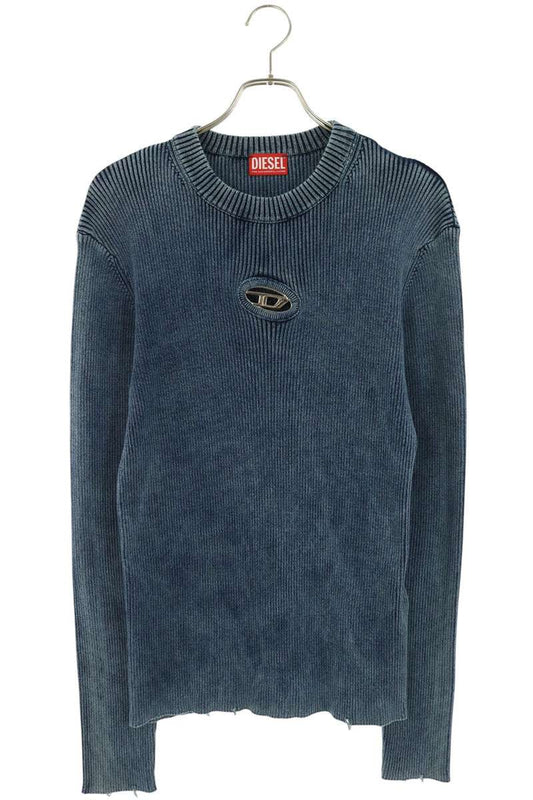 DIESEL K-DARIN-D D-Logo Crewneck Rib Sweater Blue Size M