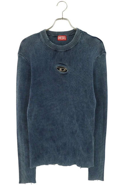 DIESEL K-DARIN-D D-Logo Crewneck Rib Sweater Blue Size M