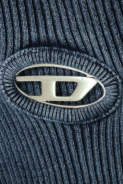 DIESEL K-DARIN-D D-Logo Crewneck Rib Sweater Blue Size M