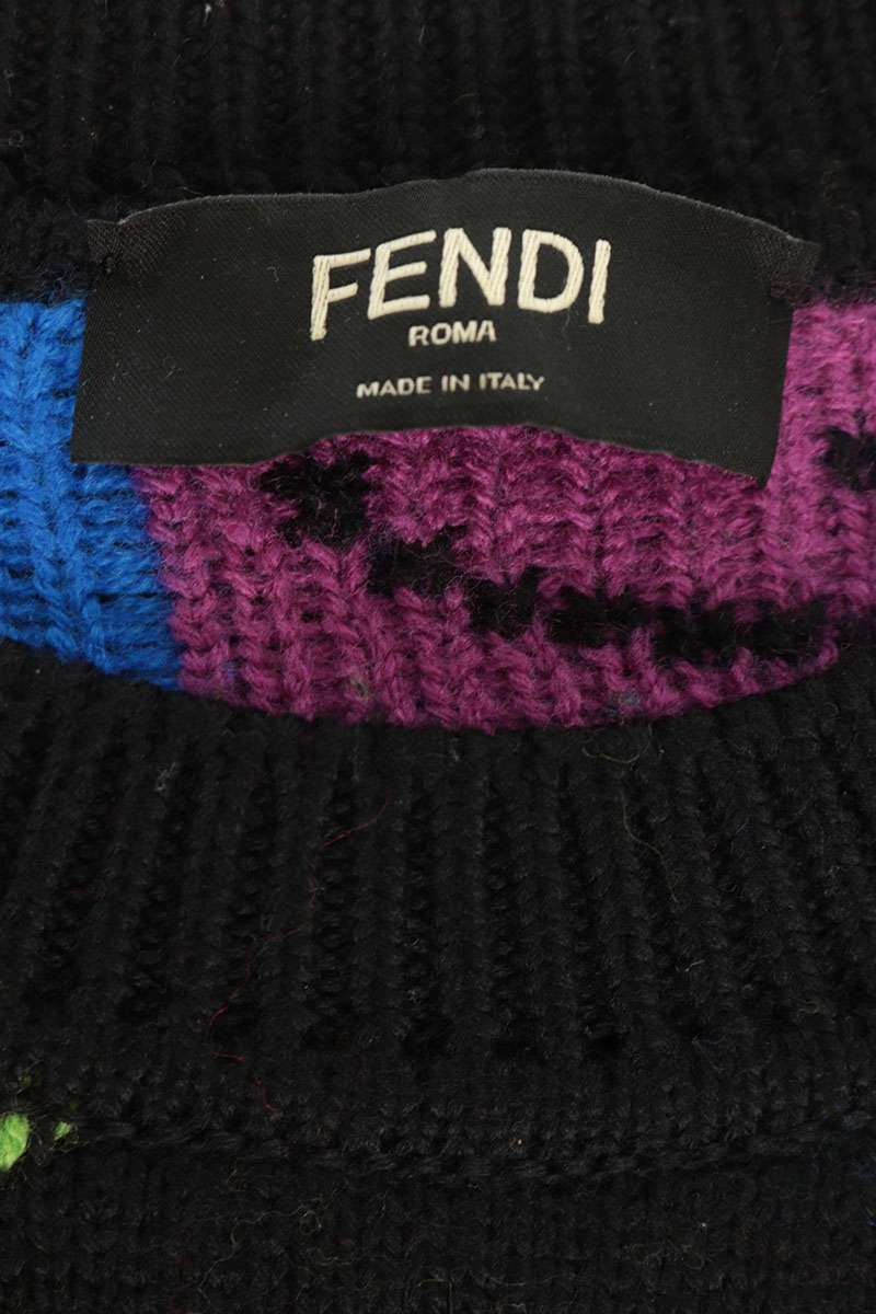 FENDI ARTIST ALLOVER KNIT Sweater Size 46