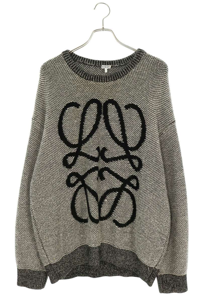LOEWE White Black Anagram Alpaca Blend Sweater