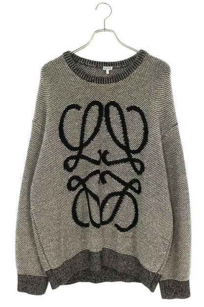 LOEWE White Black Anagram Alpaca Blend Sweater