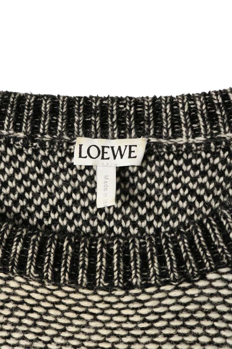 LOEWE White Black Anagram Alpaca Blend Sweater