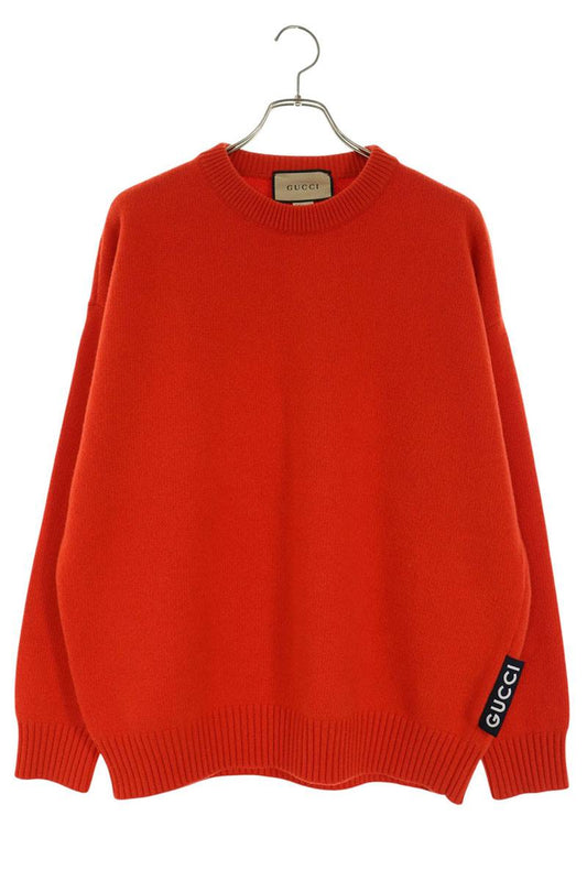 GUCCI Side Logo Tag Wool Knit Sweater Orange Size XS