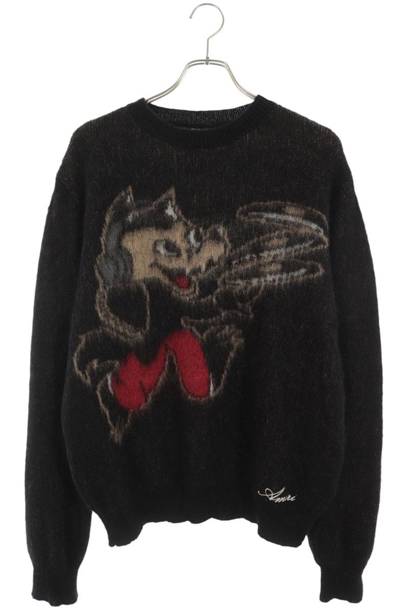 AMIRI Wolf Design Mohair Crewneck Sweater Size L