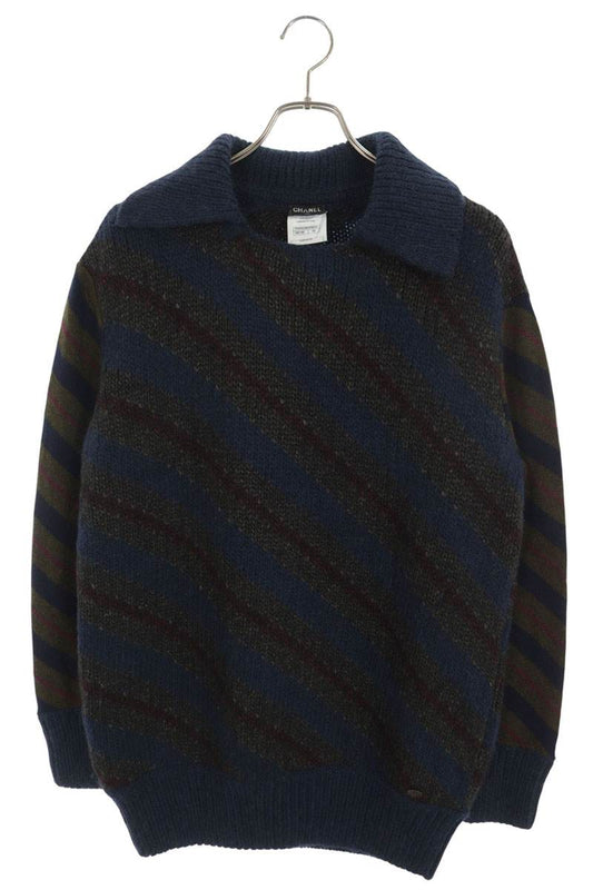 CHANEL Collared Alpaca Blend Wool Knit Size 40