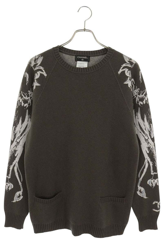 CHANEL Cashmere Paint Design Knit Size S
