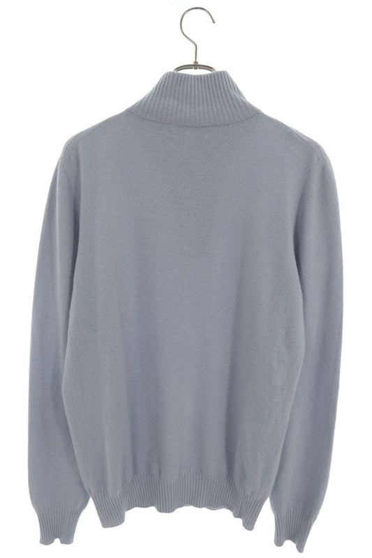HERMES Half-Zip Knit Sweater Light Blue Size M