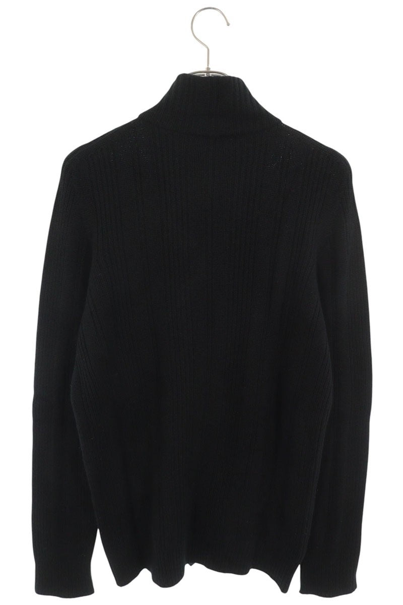 HERMES Cashmere Zip Knit Black Size S