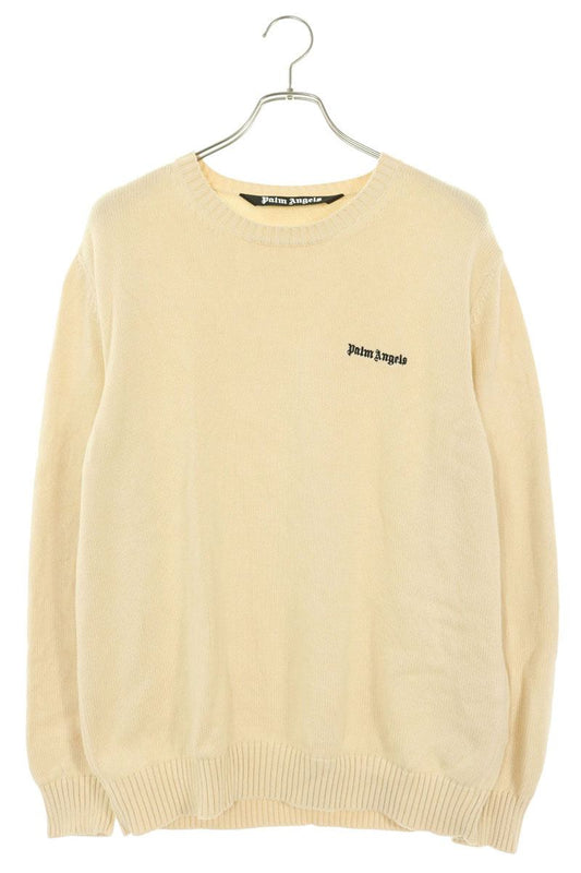 Palm Angels White Cotton Logo Embroidered Knit Size XL