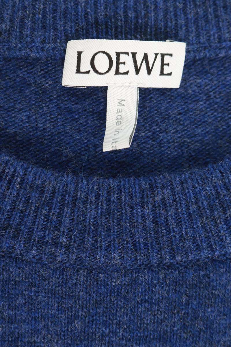 LOEWE Blue Wool Blend Logo Embroidered Knit Size S