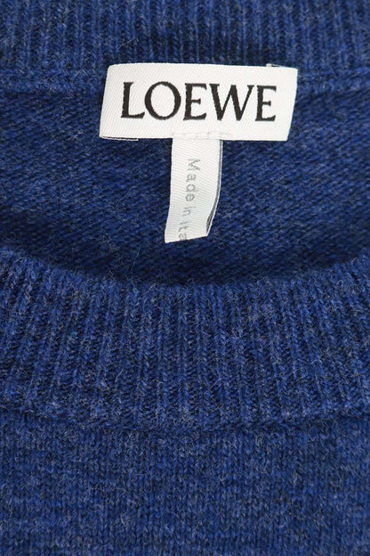 LOEWE Blue Wool Blend Logo Embroidered Knit Size S