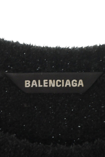 BALENCIAGA BB Emblem Logo Pile Knit Sweater Black Size XS