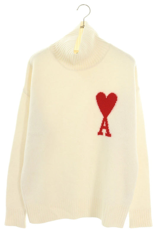 AMI Alexandre Mattiussi A Heart Logo Knit White/Red Size M