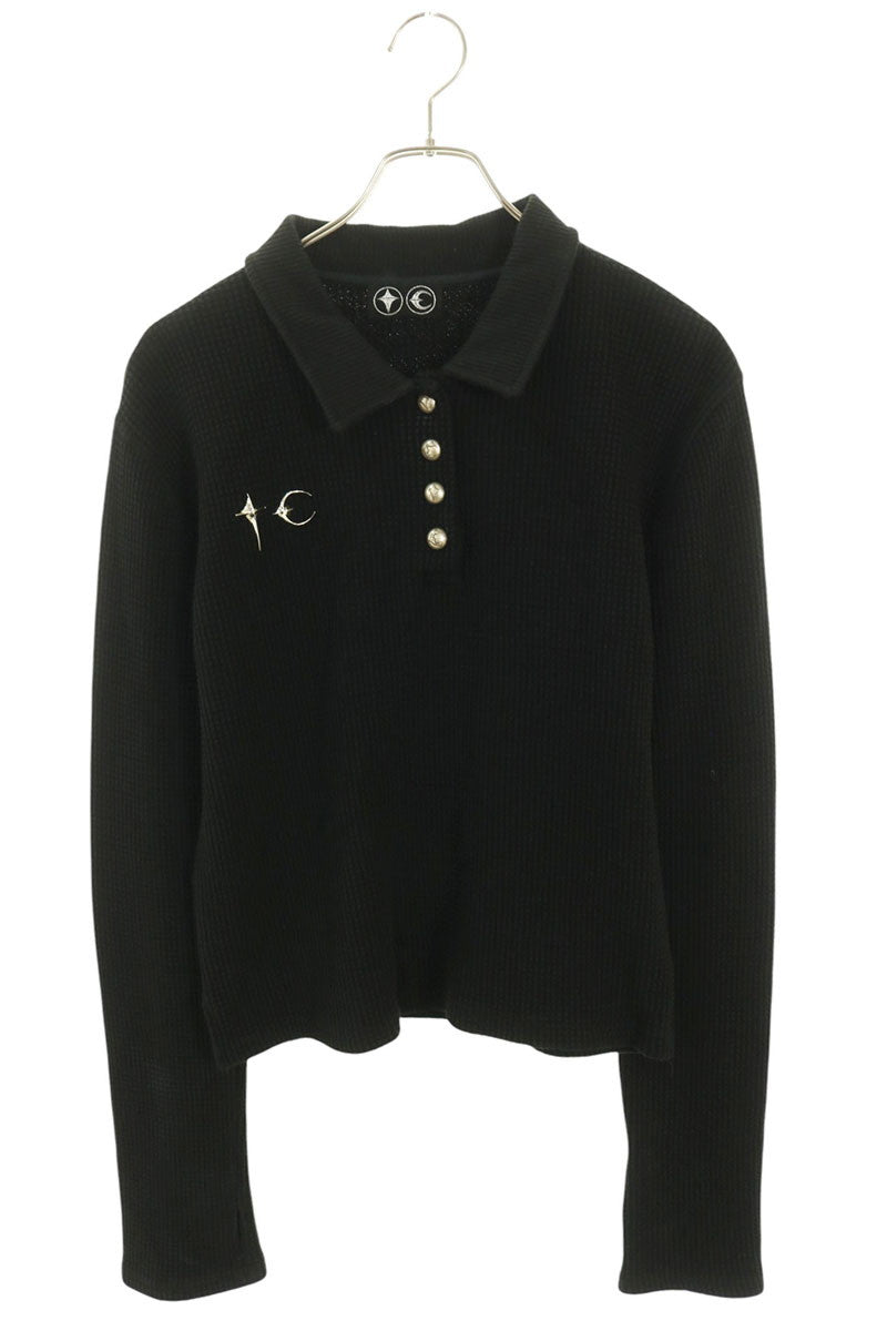 THUG CLUB Waffle Knit Polo Shirt Black Silver Size 3