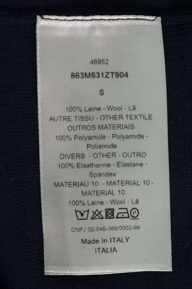 Dior HOMME Shoulder Zip Wool Knit Navy Size S