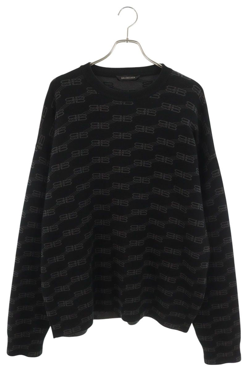 BALENCIAGA All-Over Logo Knit Black Size L