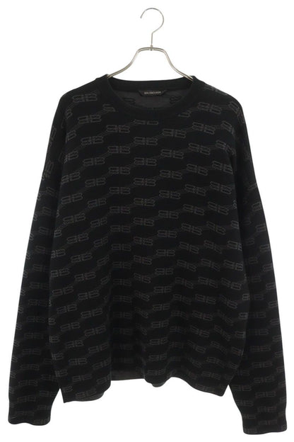 BALENCIAGA All-Over Logo Knit Black Size L
