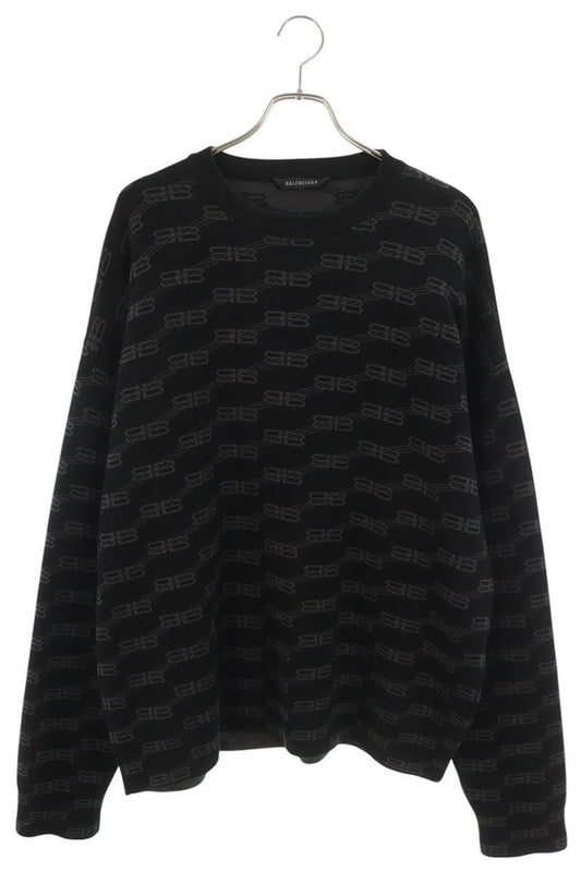 BALENCIAGA All-Over Logo Knit Black Size L