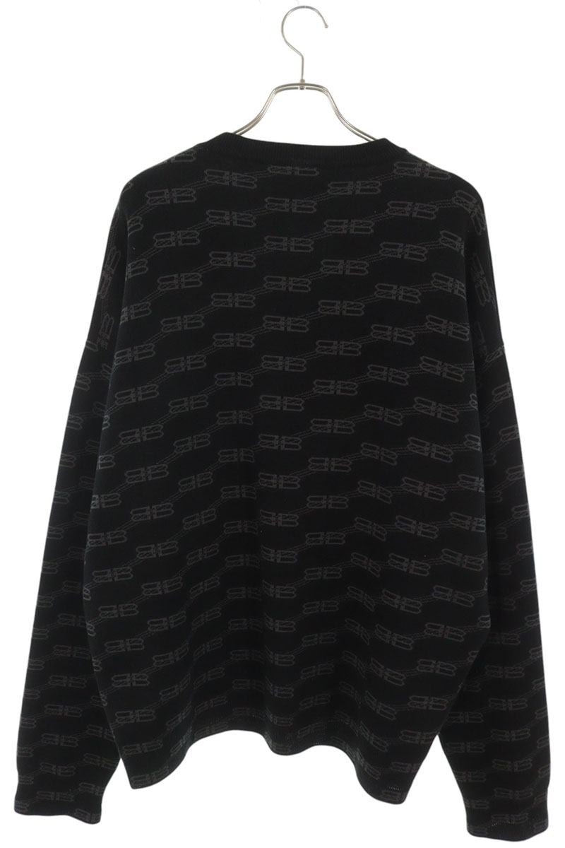 BALENCIAGA All-Over Logo Knit Black Size L