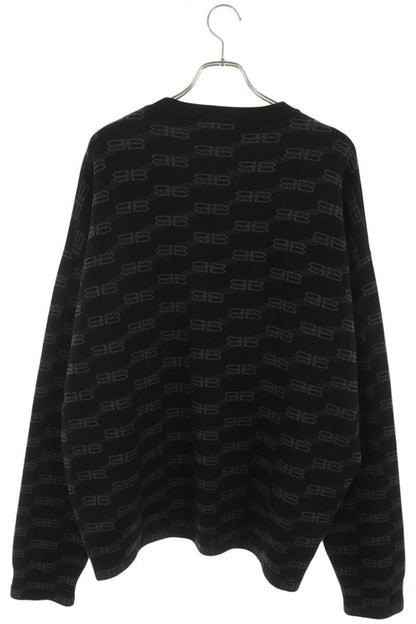 BALENCIAGA All-Over Logo Knit Black Size L