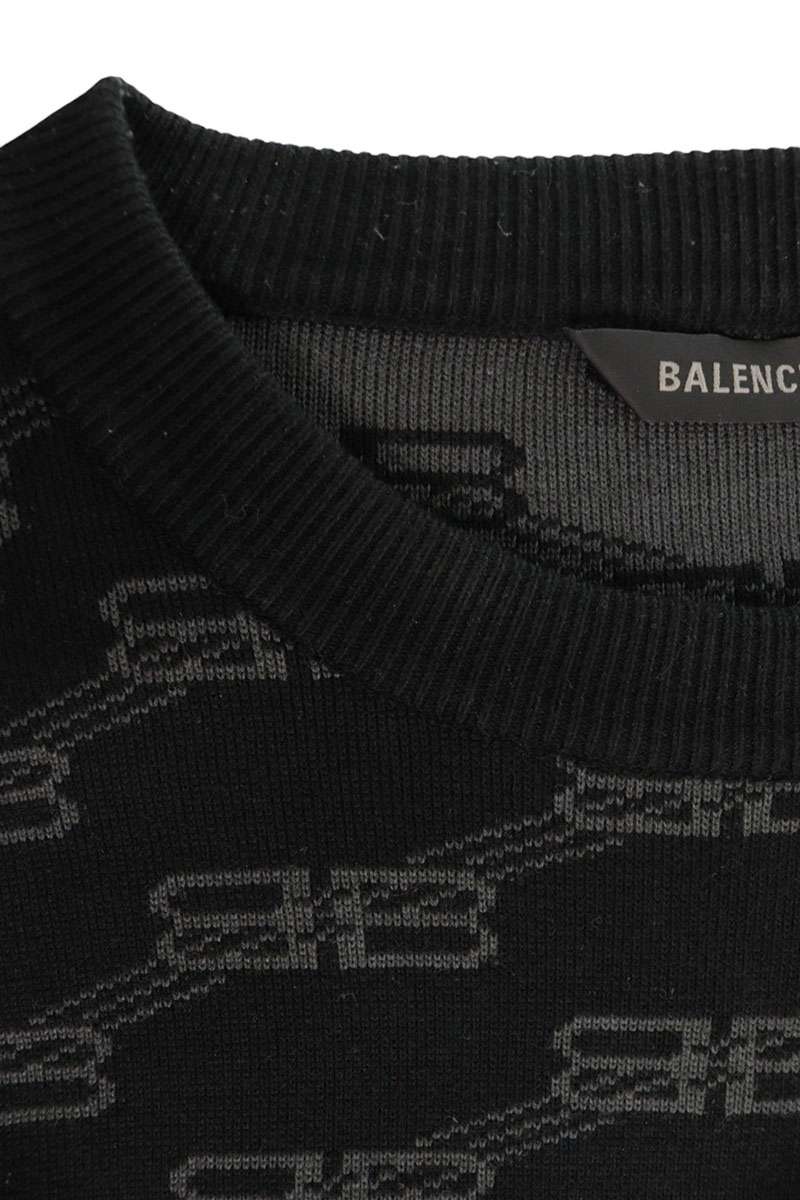 BALENCIAGA All-Over Logo Knit Black Size L