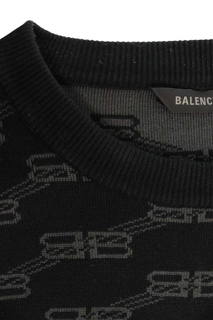 BALENCIAGA All-Over Logo Knit Black Size L