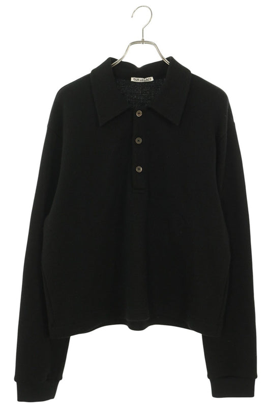 OUR LEGACY Black Box Fit Wool Blend Knit Polo Size 50