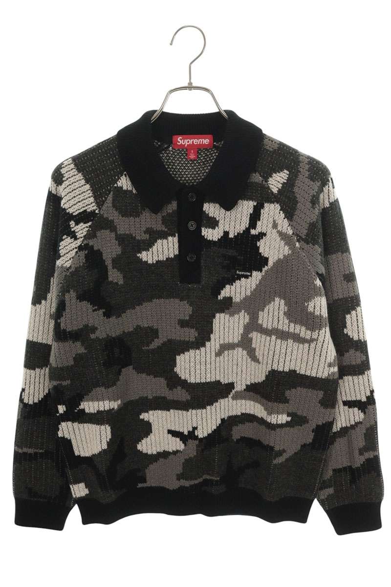 SUPREME 25AW Small Box Polo Sweater Black Gray Size S