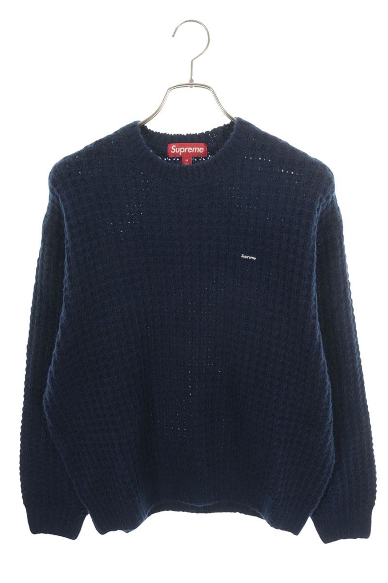 SUPREME 25AW Small Box Waffle Sweater Navy Size M