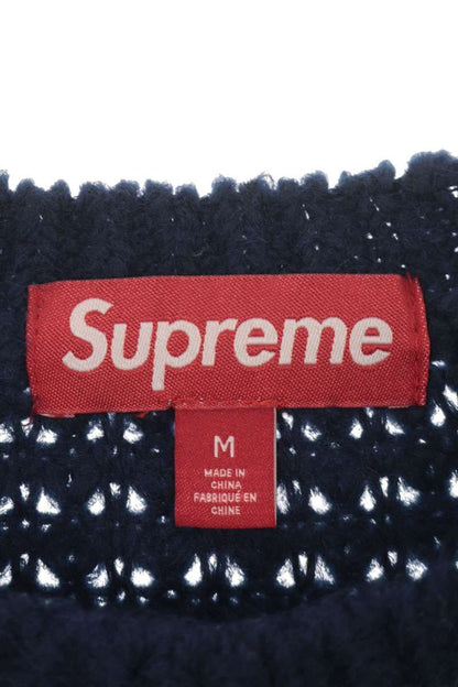 SUPREME 25AW Small Box Waffle Sweater Navy Size M