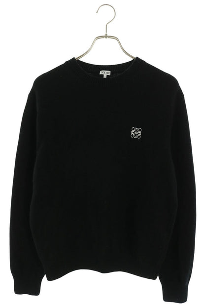 LOEWE Anagram Embroidered Wool Knit Black Size XS