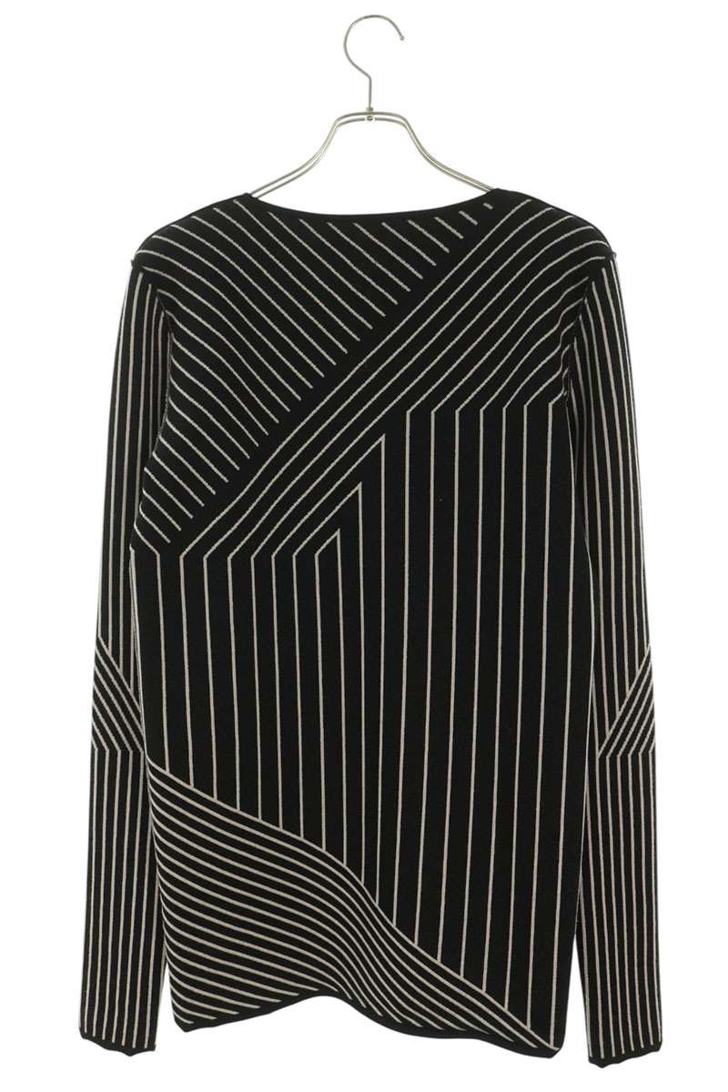 Rick Owens Wool Blend V-Neck Stripe Knit Black White Size M