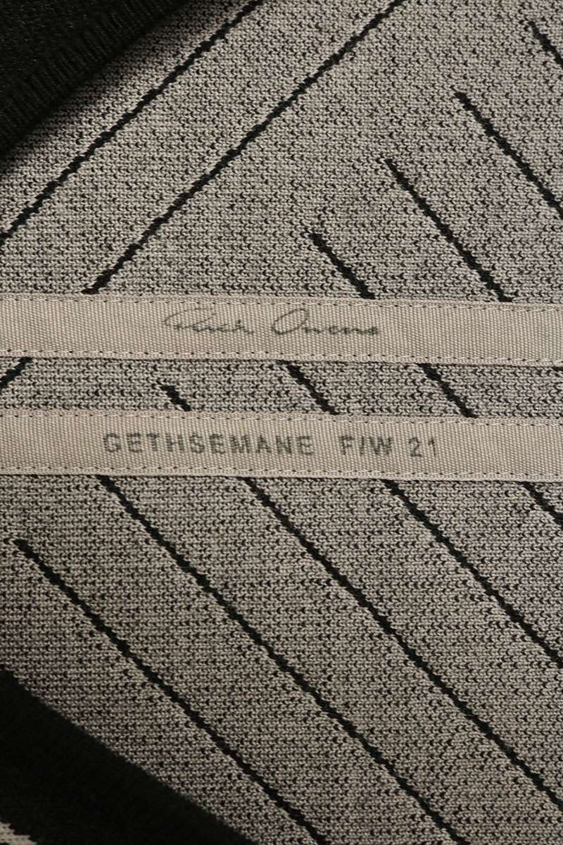 Rick Owens Wool Blend V-Neck Stripe Knit Black White Size M
