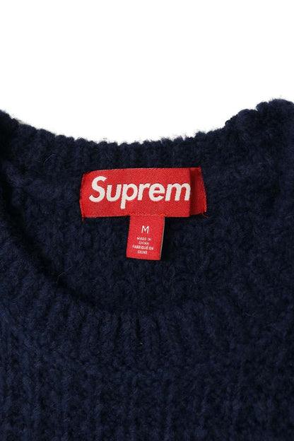 SUPREME 25AW Small Box Logo Waffle Knit Navy Size M