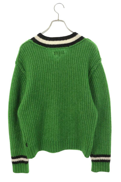 STUSSY Mohair Tennis V-Neck Sweater Green Size M