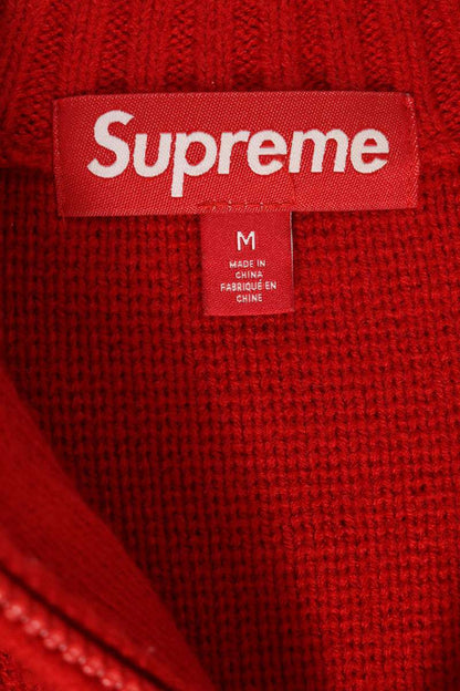 SUPREME 25AW Script Stripe Half Zip Sweater Red Size M