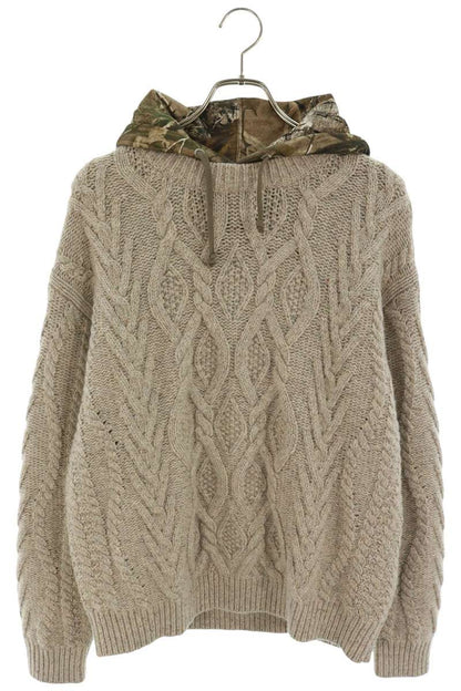 SUPREME 25AW Cable Hooded Sweater Beige Size M