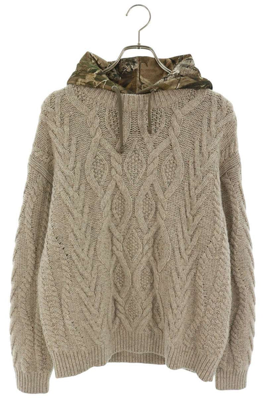 SUPREME 25AW Cable Hooded Sweater Beige Size M