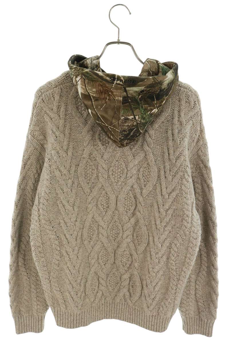 SUPREME 25AW Cable Hooded Sweater Beige Size M
