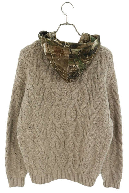 SUPREME 25AW Cable Hooded Sweater Beige Size M