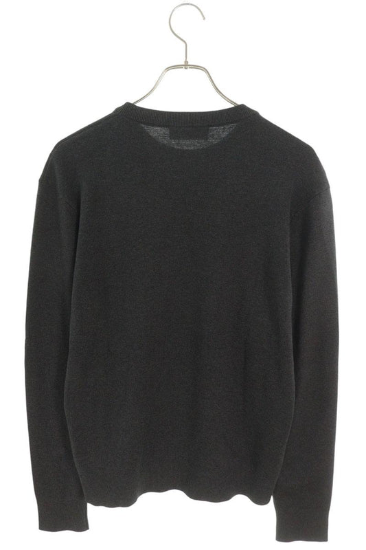 GUCCI Logo Embroidered Silk Cotton Knit Gray Size XS