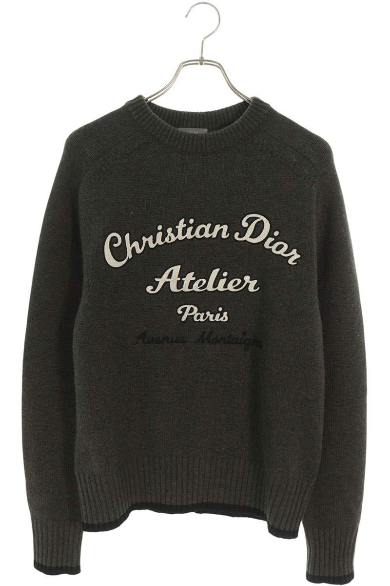 DIOR Atelier Logo Wool Knit Sweater Green Size S