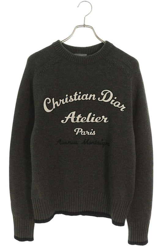 DIOR Atelier Logo Wool Knit Sweater Green Size S