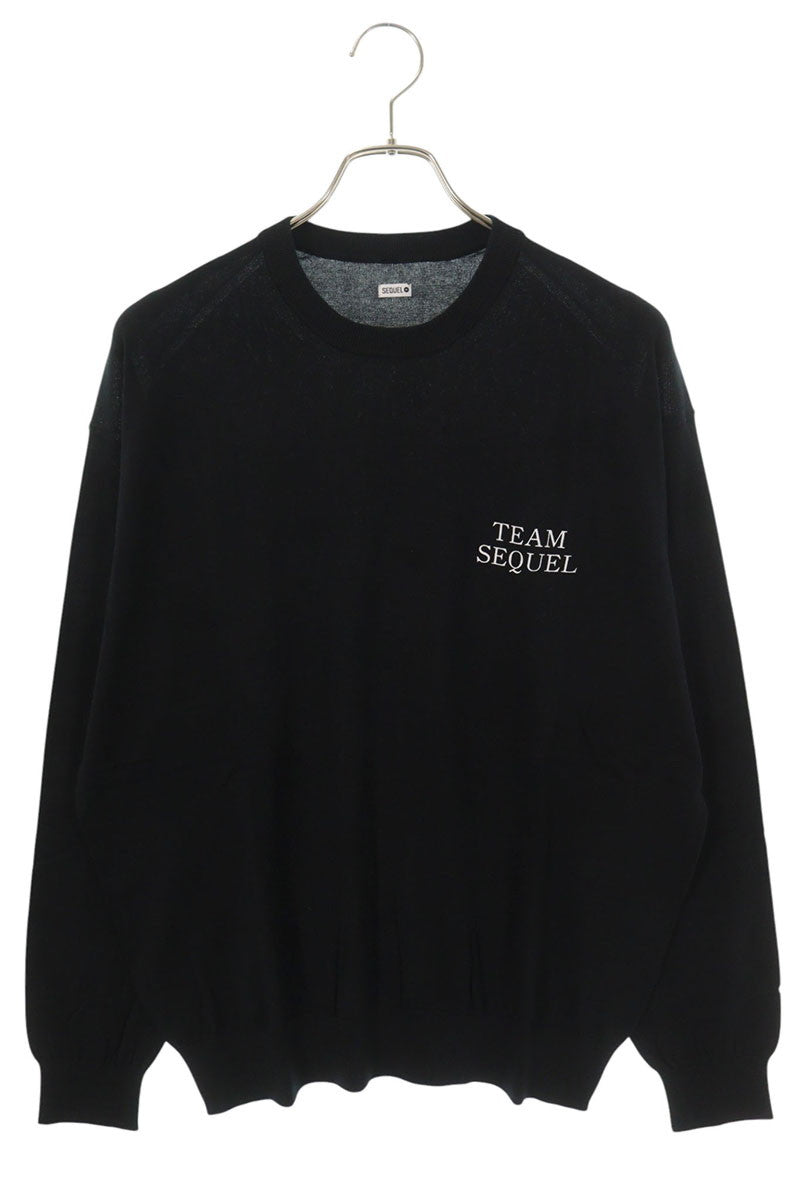 SEQUEL 25AW Logo Print Cotton Knit Sweater Black Size XL