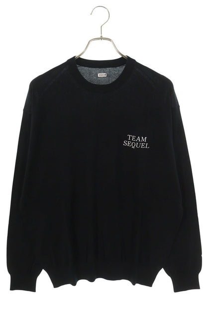 SEQUEL 25AW Logo Print Cotton Knit Sweater Black Size XL